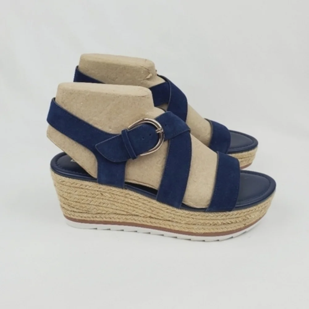 Marc fisher Zain Blue espadrille wedge sandals